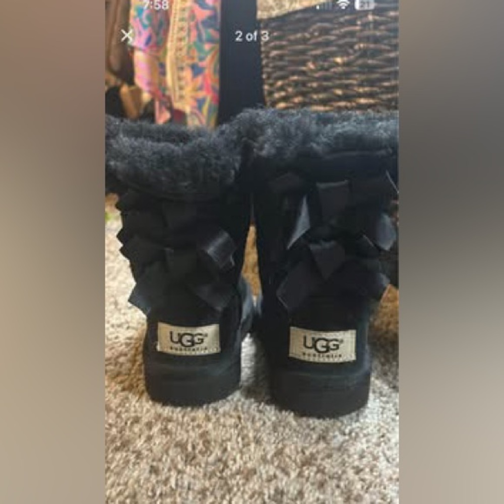 UGG Black Fluffy Boots